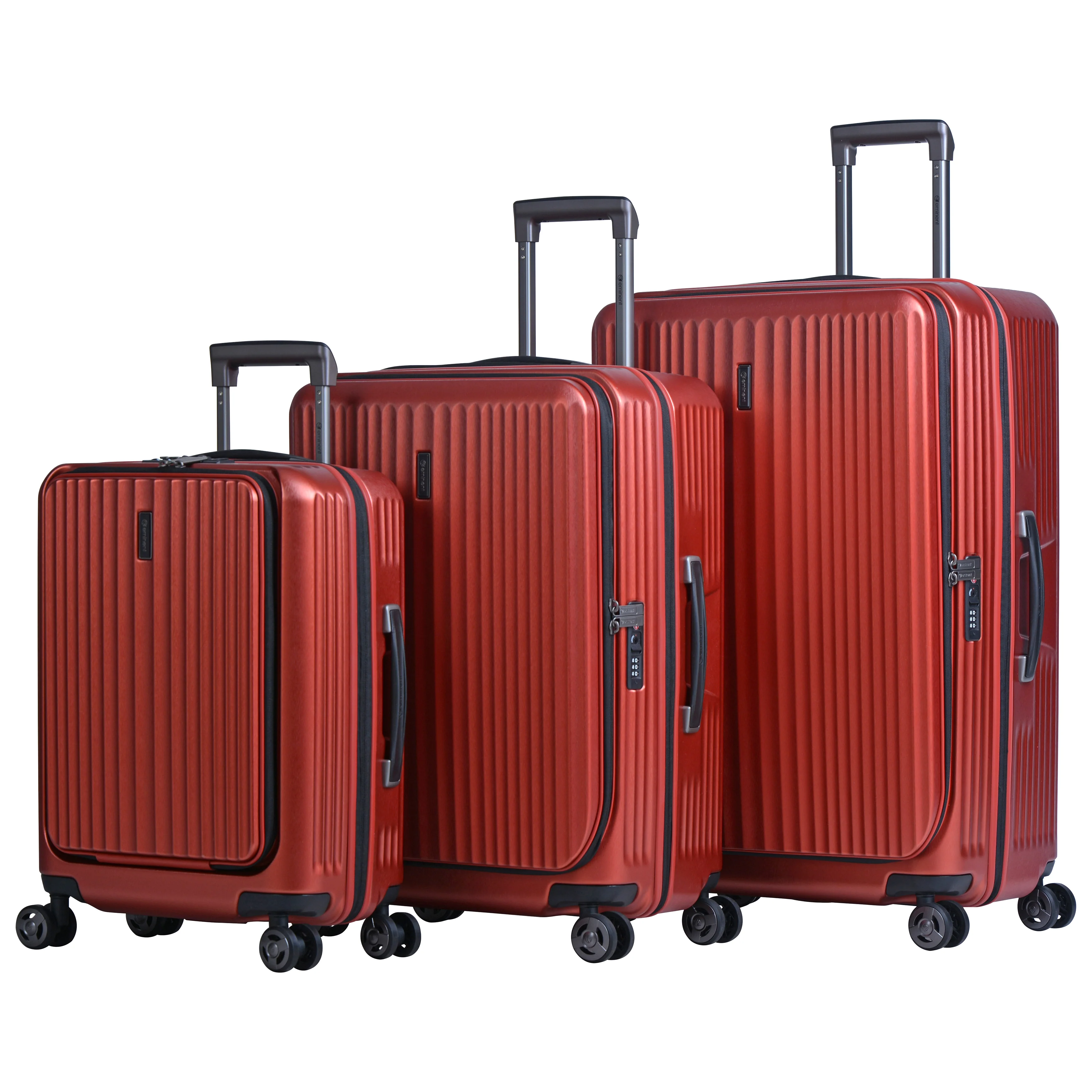 Eminent - Front Access Carry On 55cm - Antique Wine Polycarbonate Luggage with USB port KK50C - Image 10