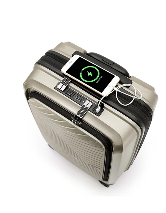 Tosca 55cm Space-X Collection Polypropylene Top-Lid opening Carry-on Laptop-trolley case TCA100C Champagne - Image 4