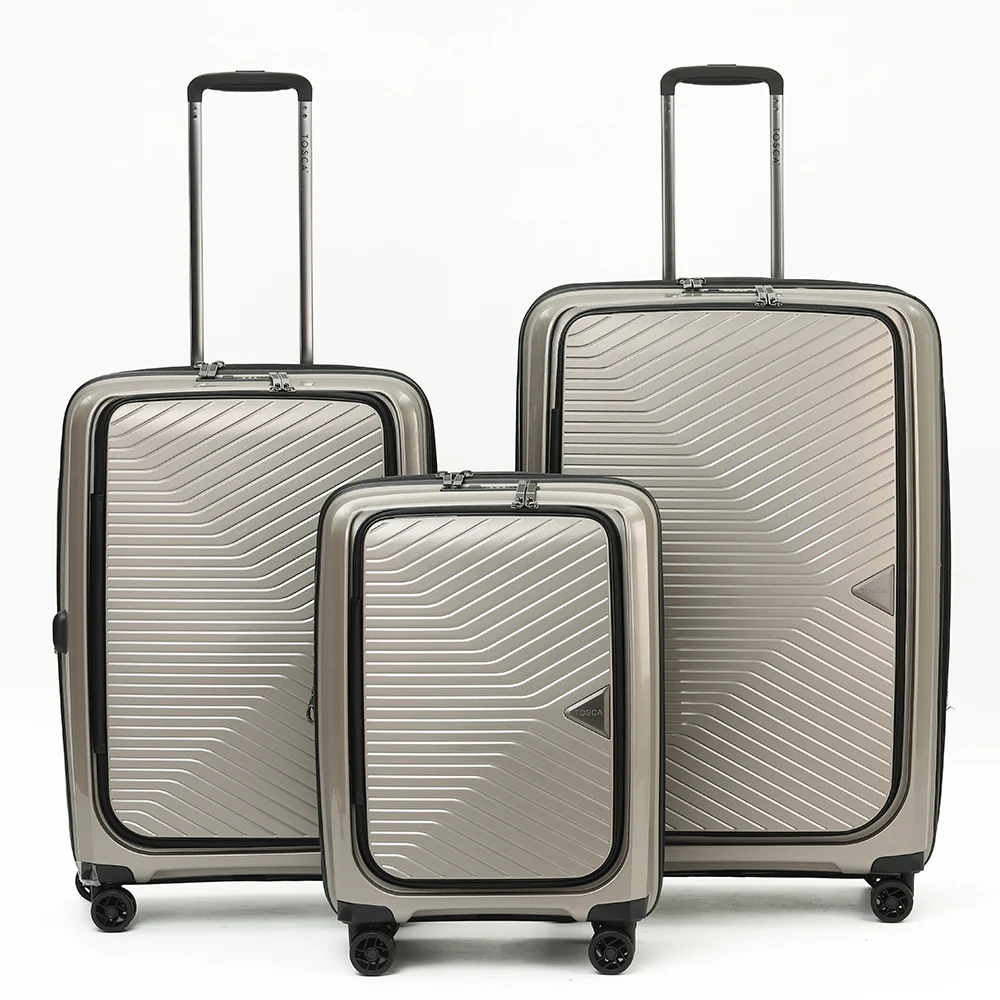 Tosca 66cm Space-X Collection Polypropylene Top-Lid opening Checked luxury trolley luggage TCA100B Champagne - Image 10