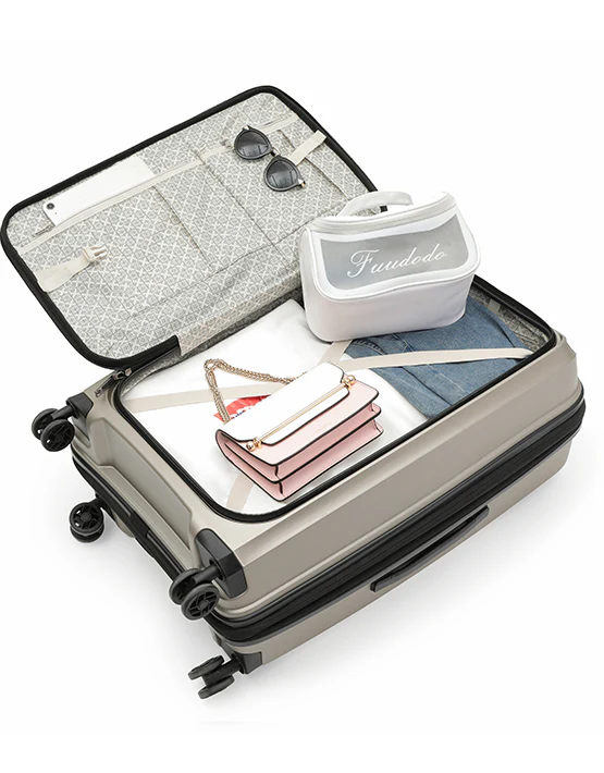 Tosca 66cm Space-X Collection Polypropylene Top-Lid opening Checked luxury trolley luggage TCA100B Champagne - Image 2