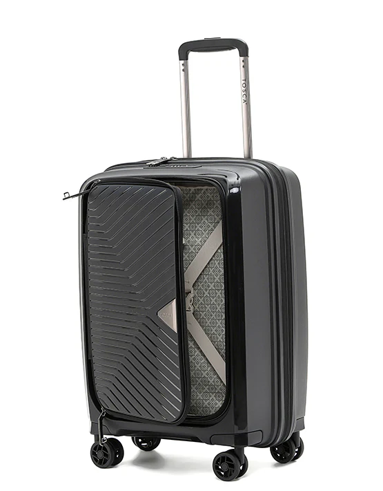 Tosca 66cm-H Space-X Collection Polypropylene Top-Lid opening Checked luxury trolley luggage TCA100B Black - Image 6