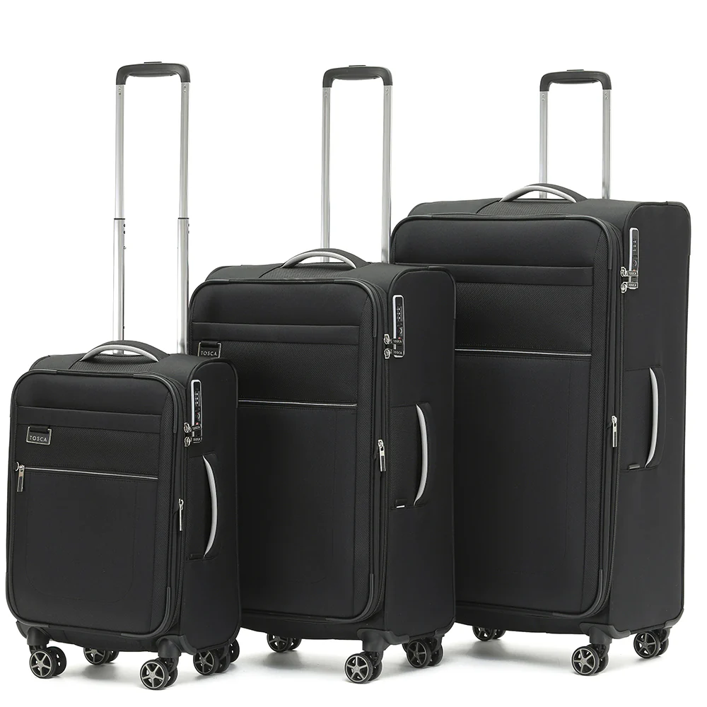 Tosca 70cm-H Black Vega Collection Luxury softside checked trolley luggage TCA720B - Image 5