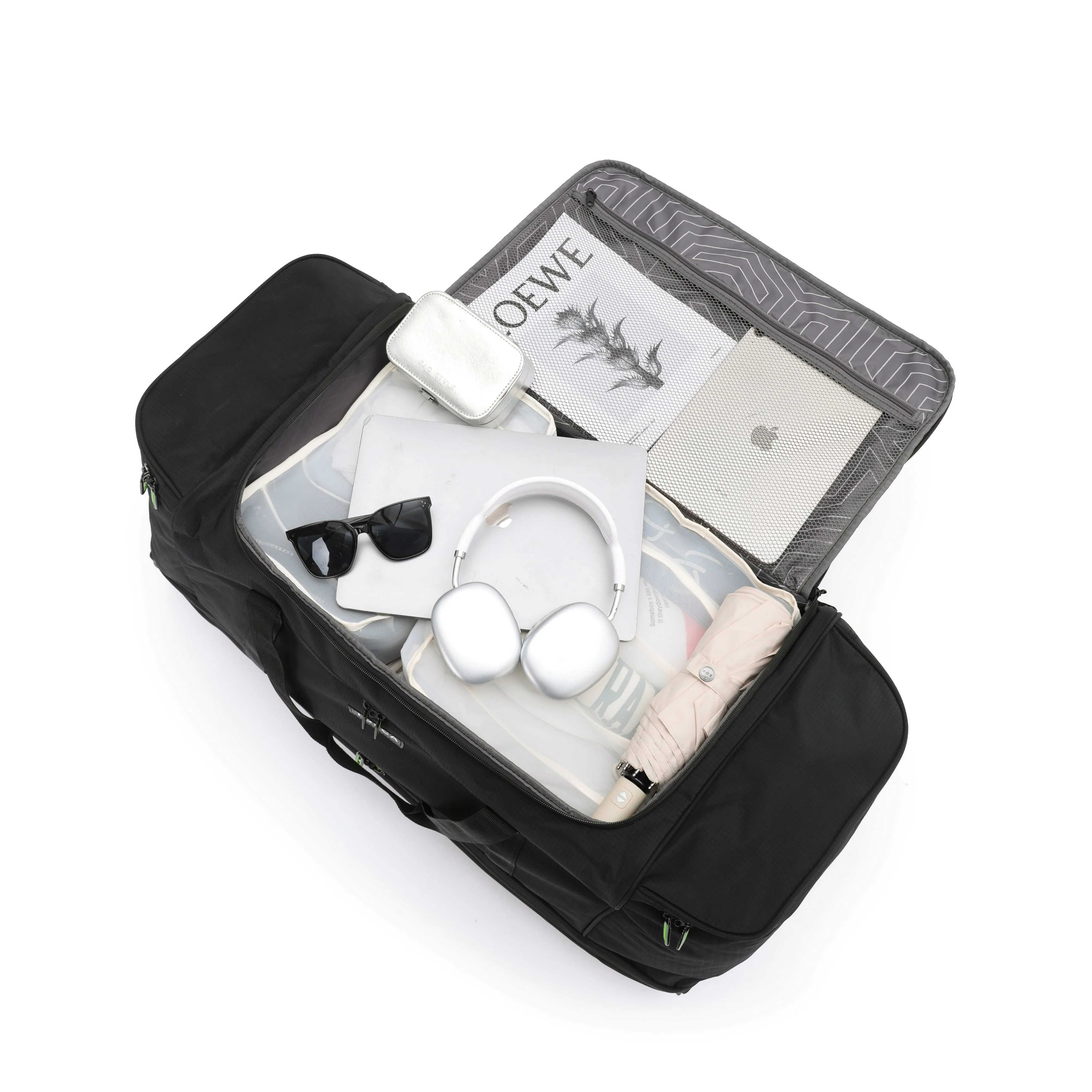 Tosca 70cm Split Compartment Wheel Bag TCA798TWM-Black Lime Trim - Image 4