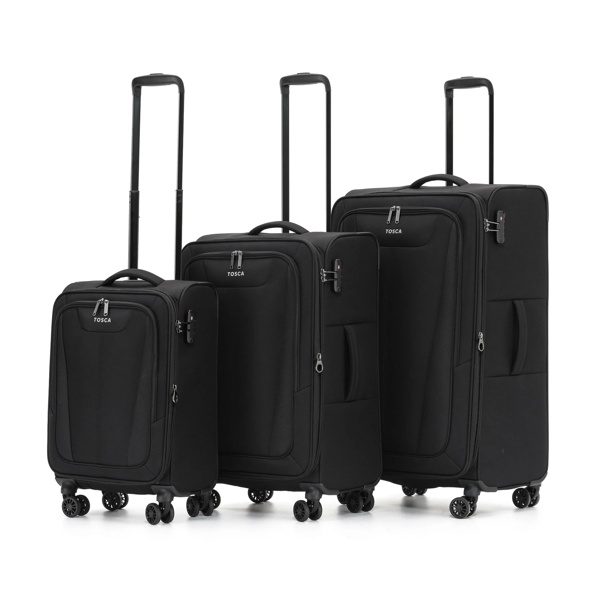Tosca Altitude Collection Full Set 78/66/55 Softside checked four-wheel trolley cases TCA188set-Black - Image 2