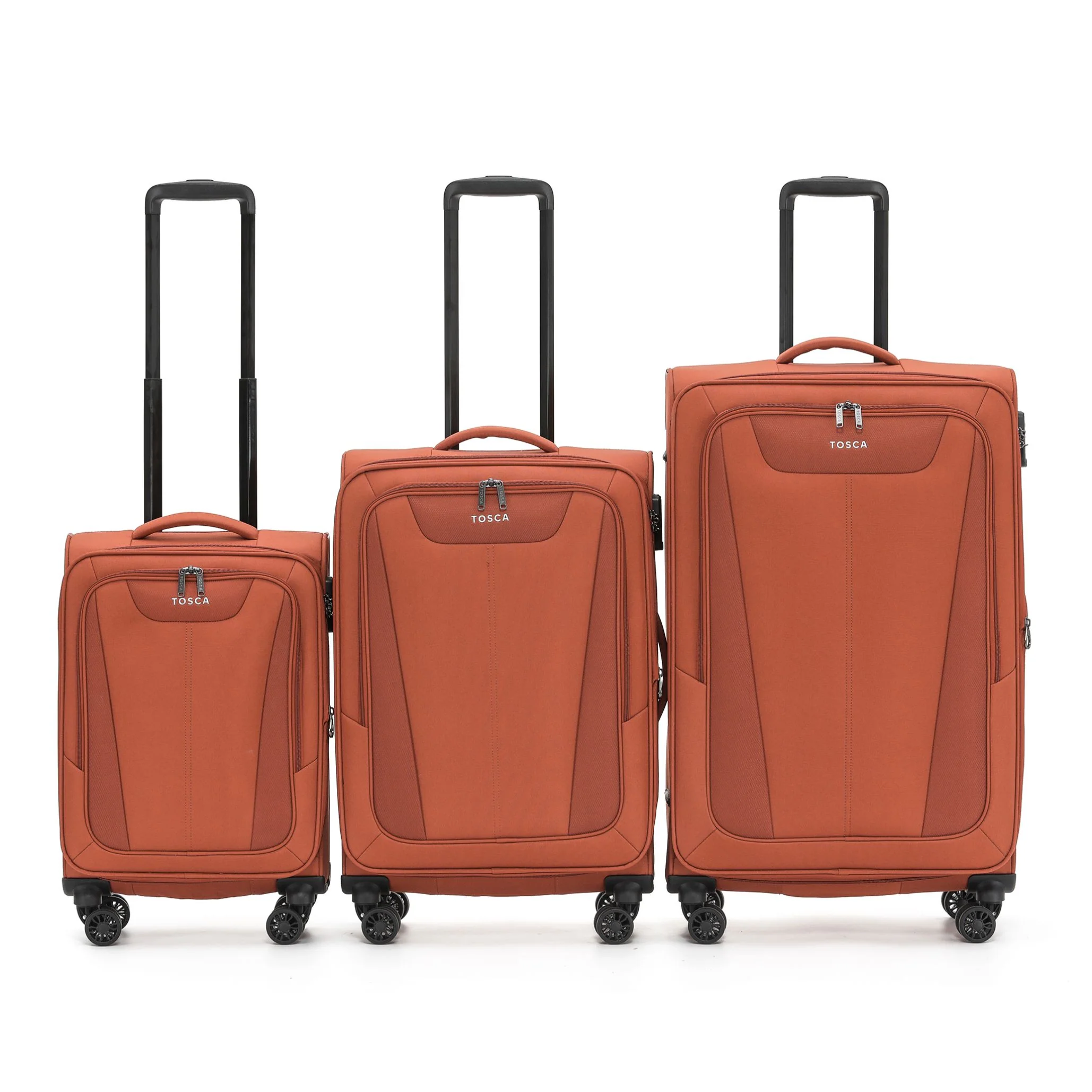 Tosca Altitude Collection 78cm Large Softside checked four-wheel trolley cases TCA188A-Rust - Image 4
