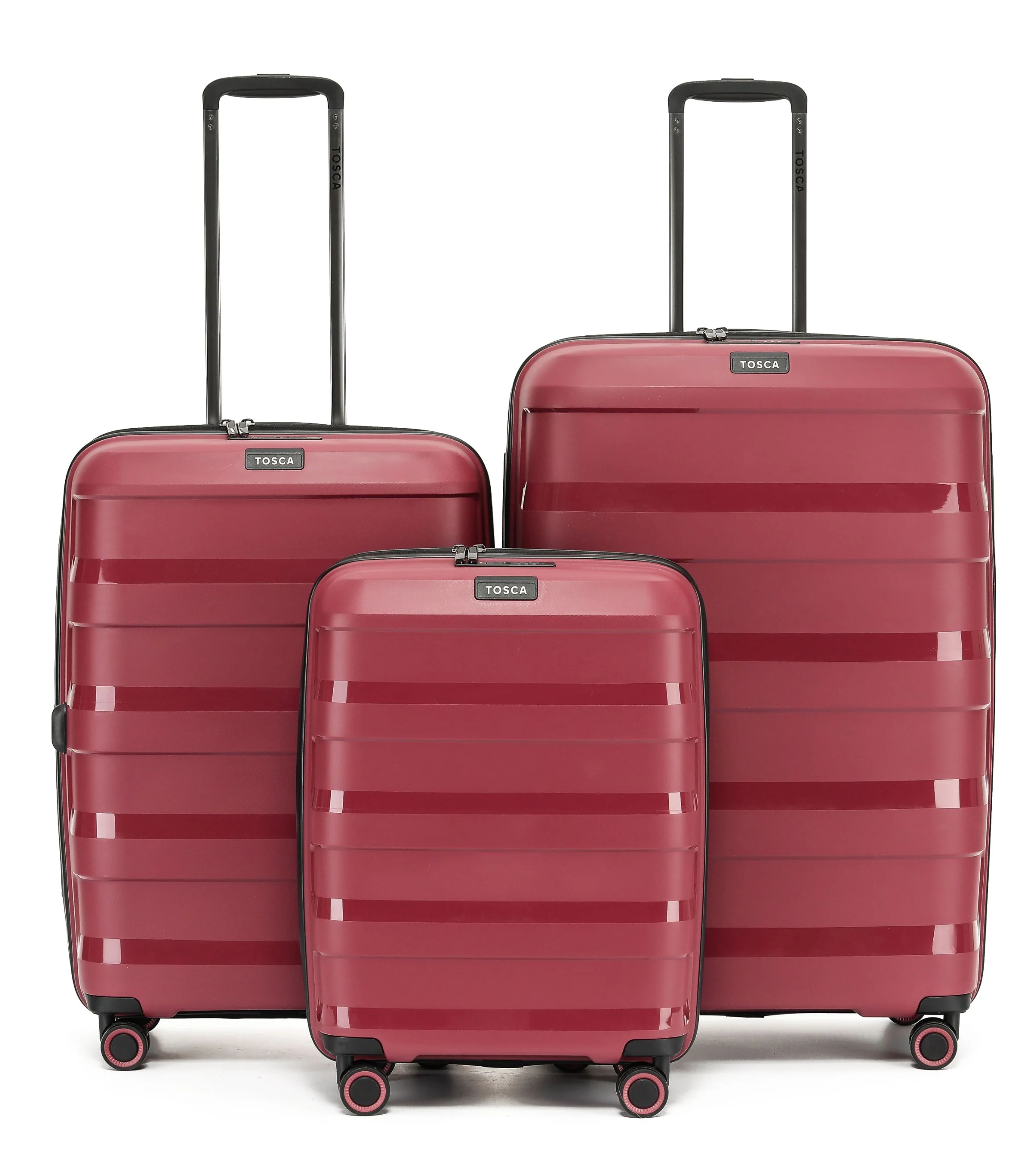 Tosca Comet Collection Full-set 78-67-55cm-H Polypropylene hard side Trolley cases TCA200-Set Rumba Red