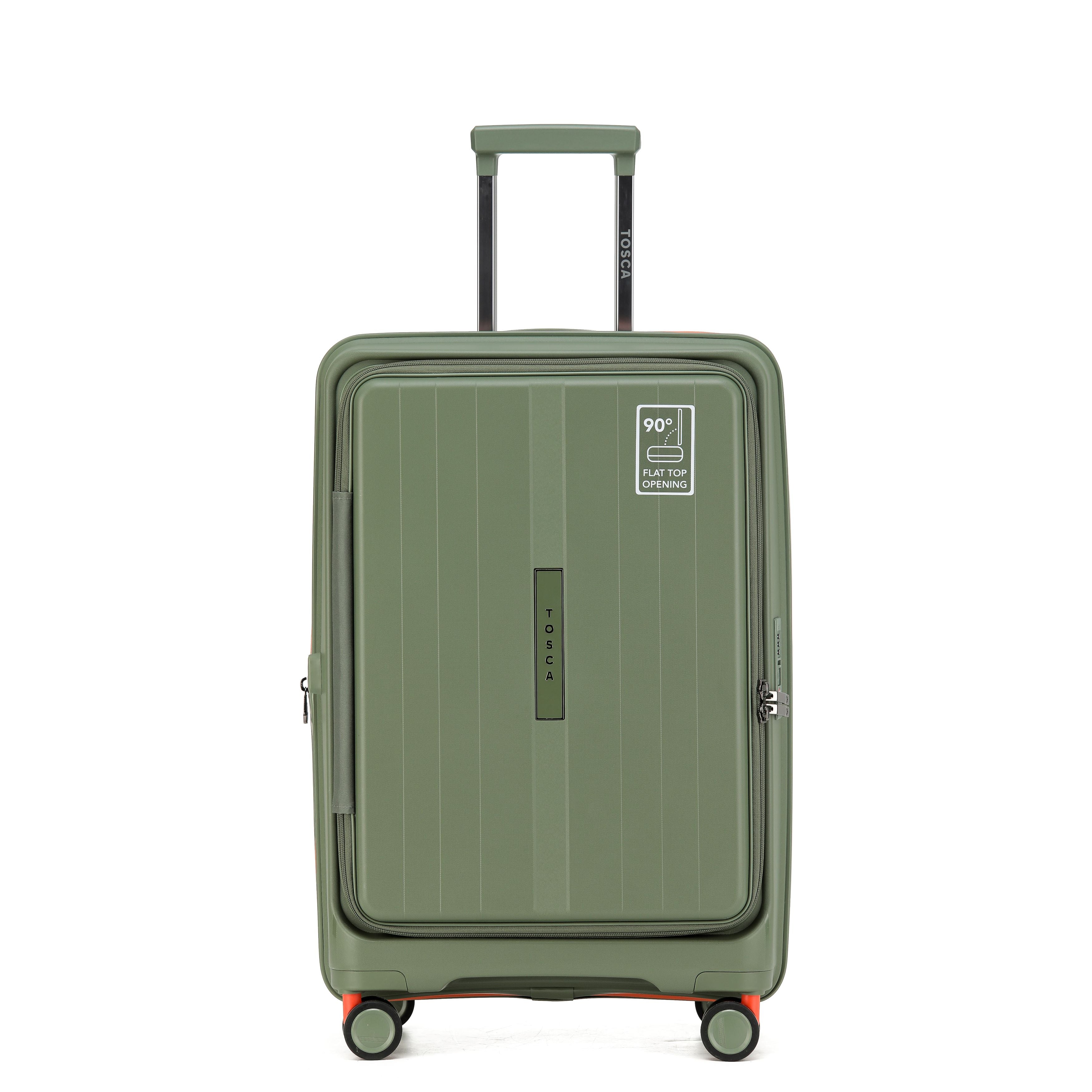 Tosca Cruiser Collection 67cm Polypropylene Front access top lid opening Trolley case TCA875B-Khaki-Orange trims - Image 3