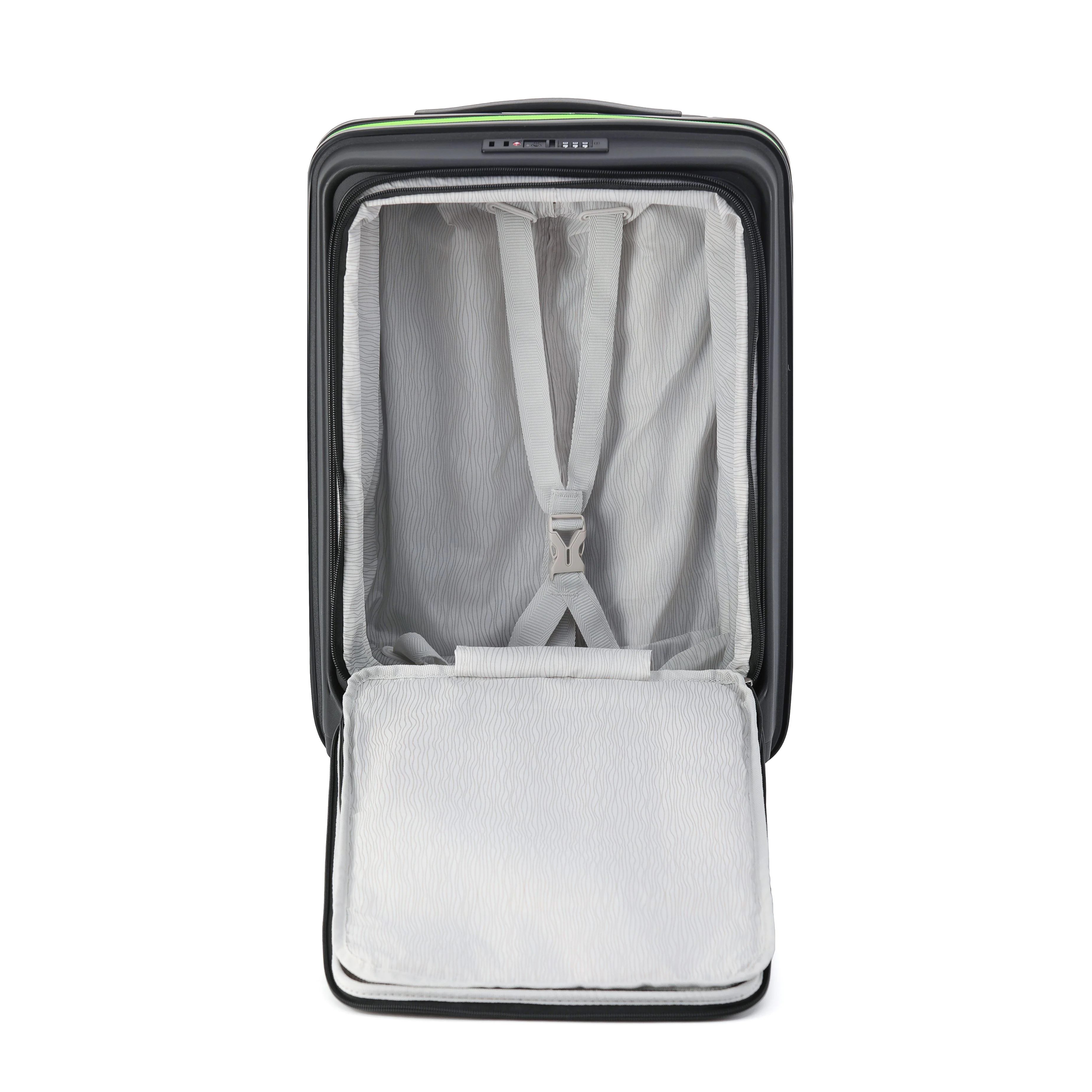 Tosca Cruiser Collection polypropylene front access 54cm-carry-on trolley case TCA875C Black Lime Green trims - Image 5