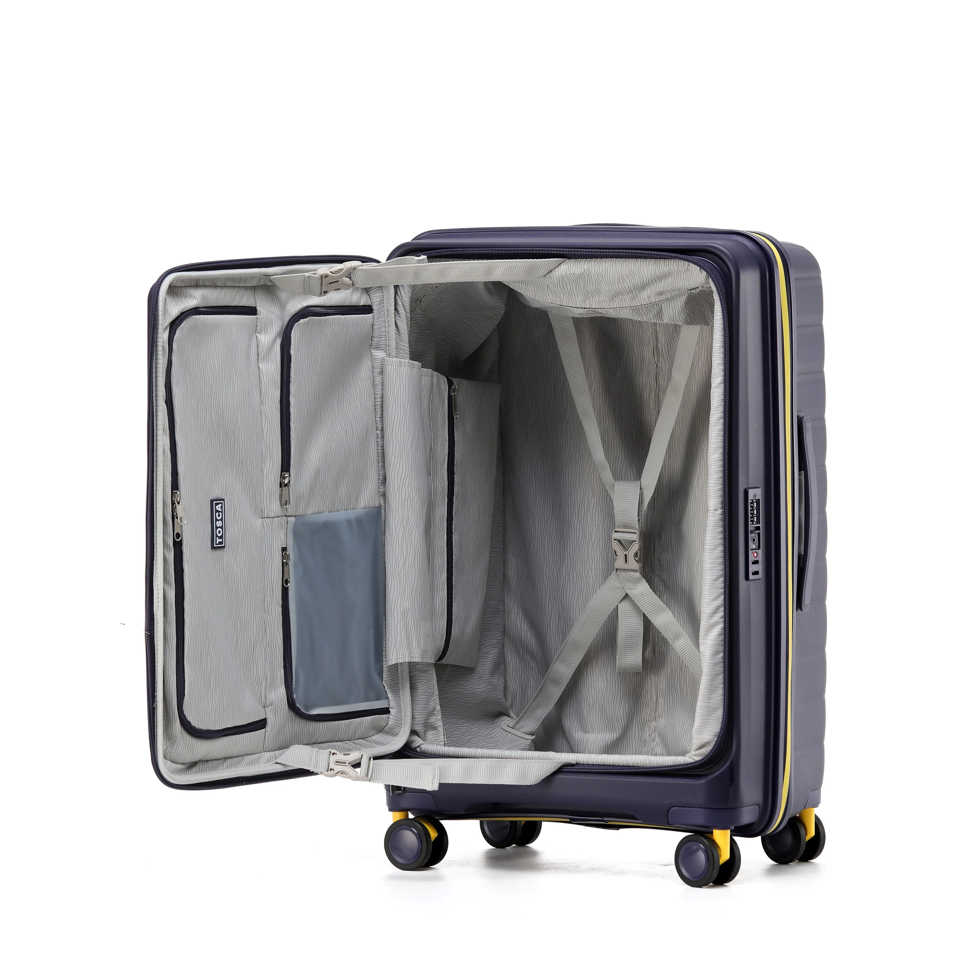 Tosca Cruiser Collection front access polypropylene 77cm trolley case TCA875A Purple-Yellow trims - Image 2