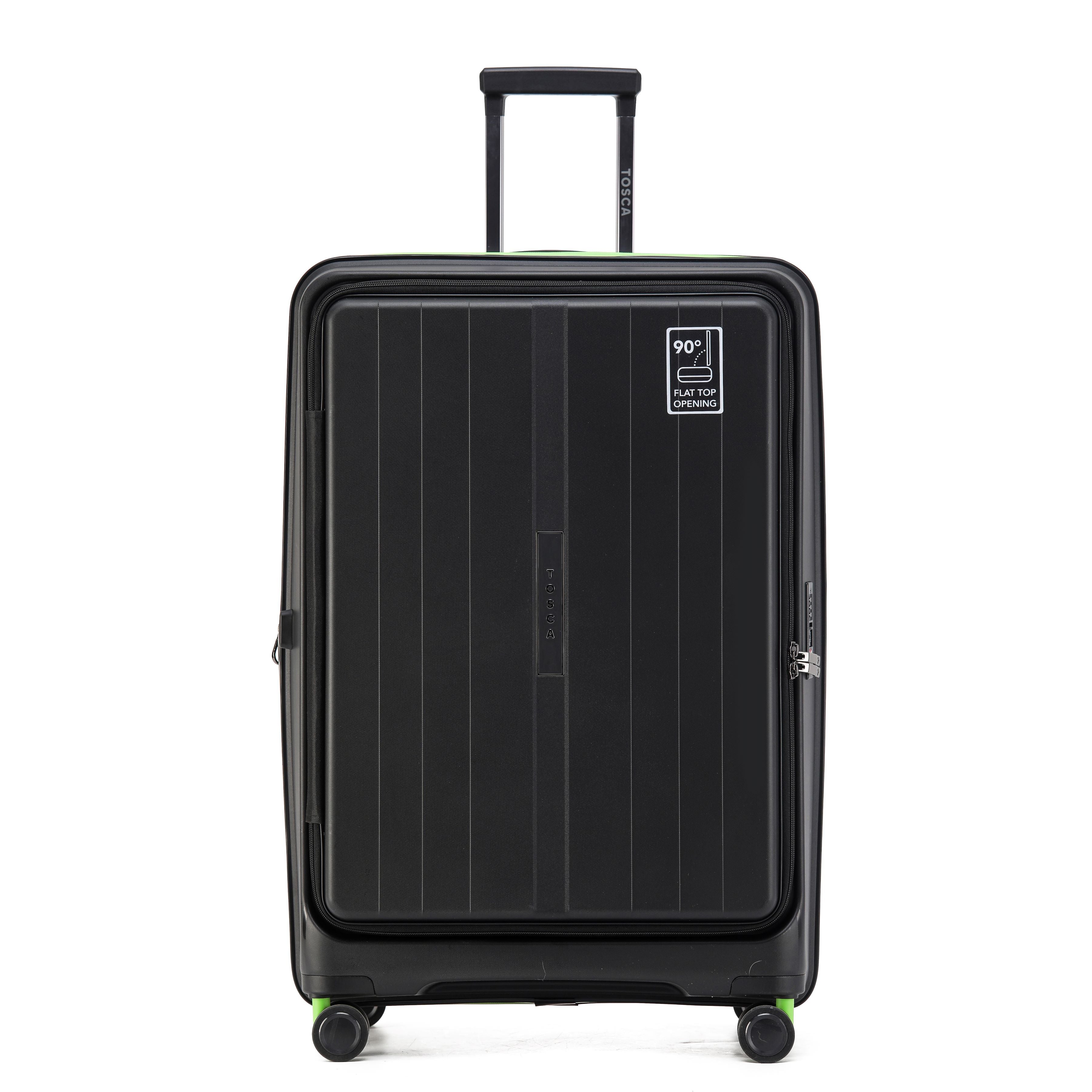 Tosca Cruiser Collection polypropylene front access trolley case TCA875A Black-Lime trim - Image 3