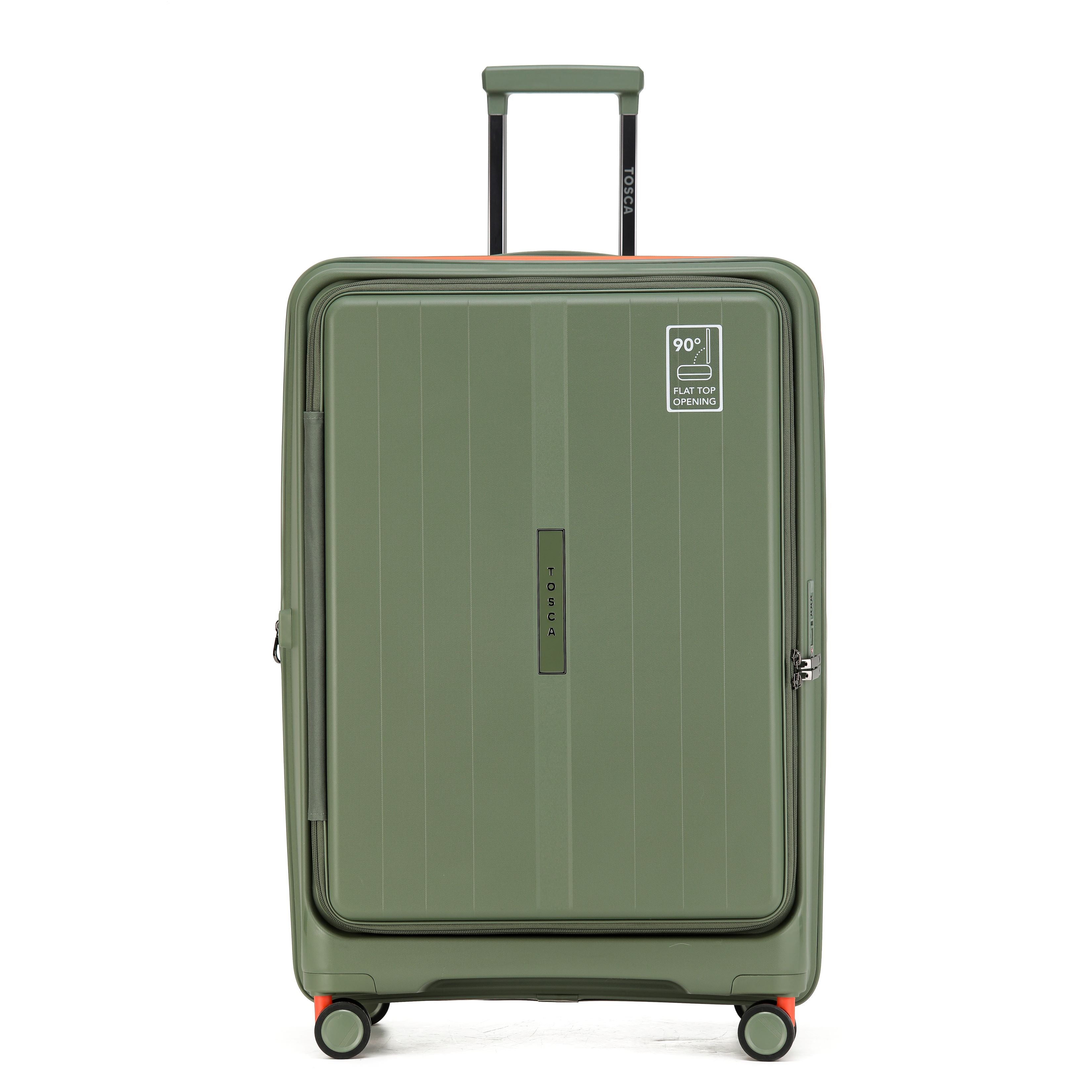 Tosca Cruiser Collection polypropylene front access trolley case TCA875A Khaki-orange trim - Image 3