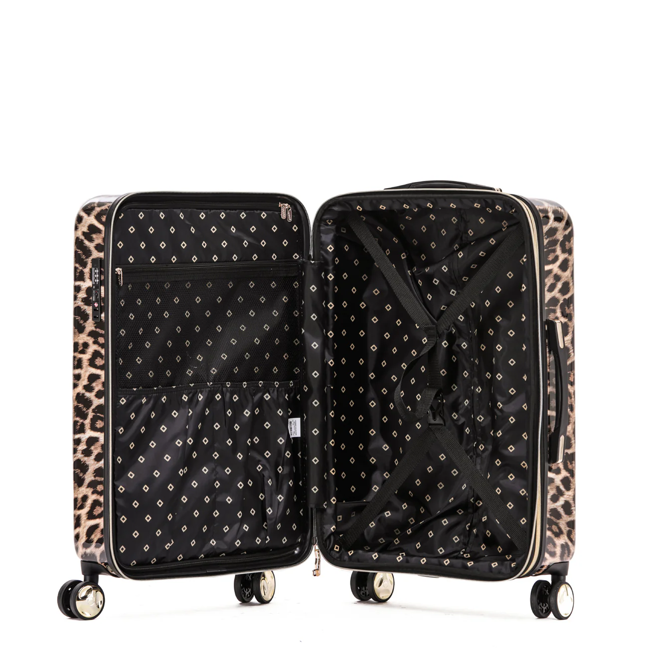Tosca Checked Hard Side Leopard Collection 67cm Polycarbonate Trolley Suitcase TCA111B - Image 4