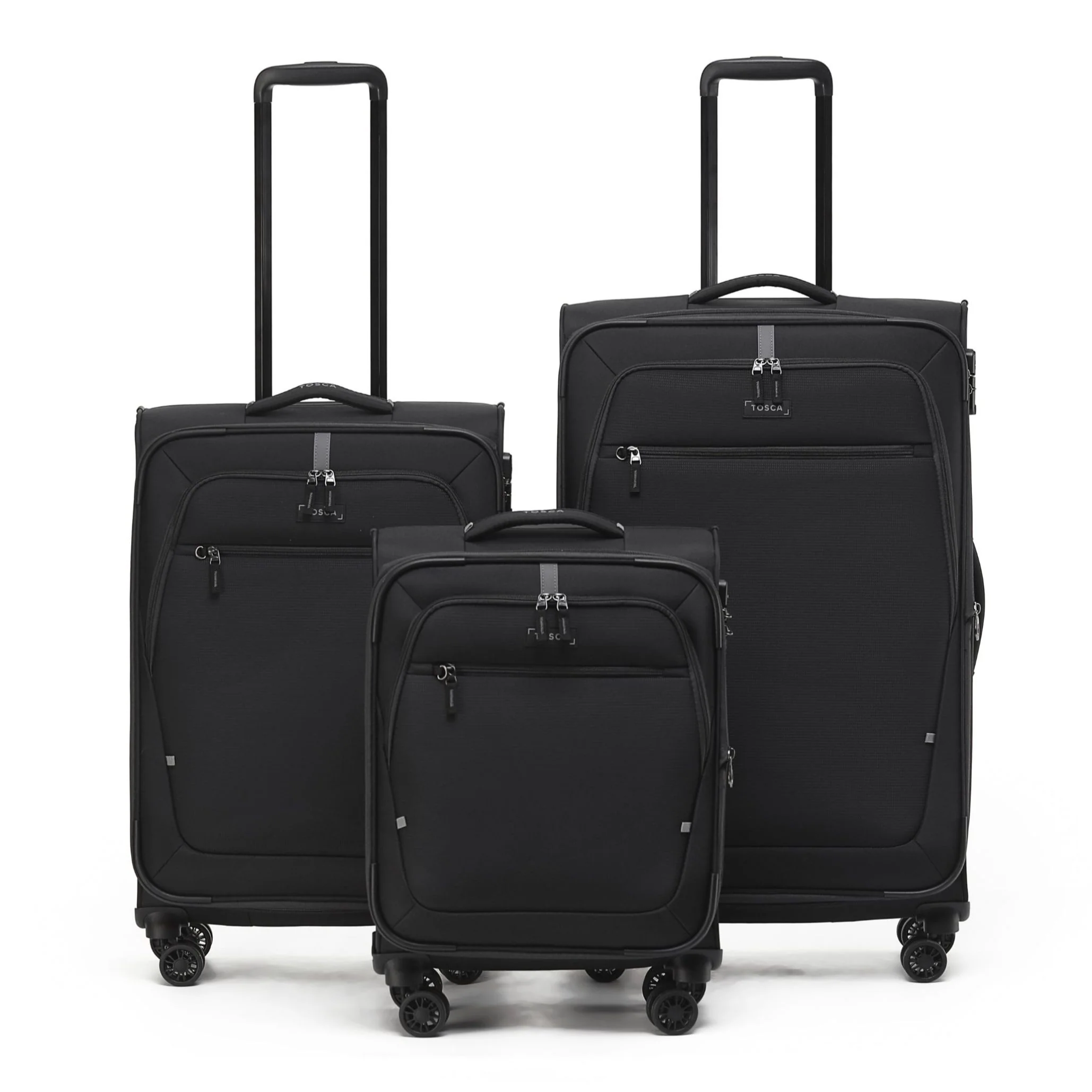 Tosca Luna-Lite Collection 65cm Softside checked four wheel trolley case TCA234B-Black/Grey - Image 5
