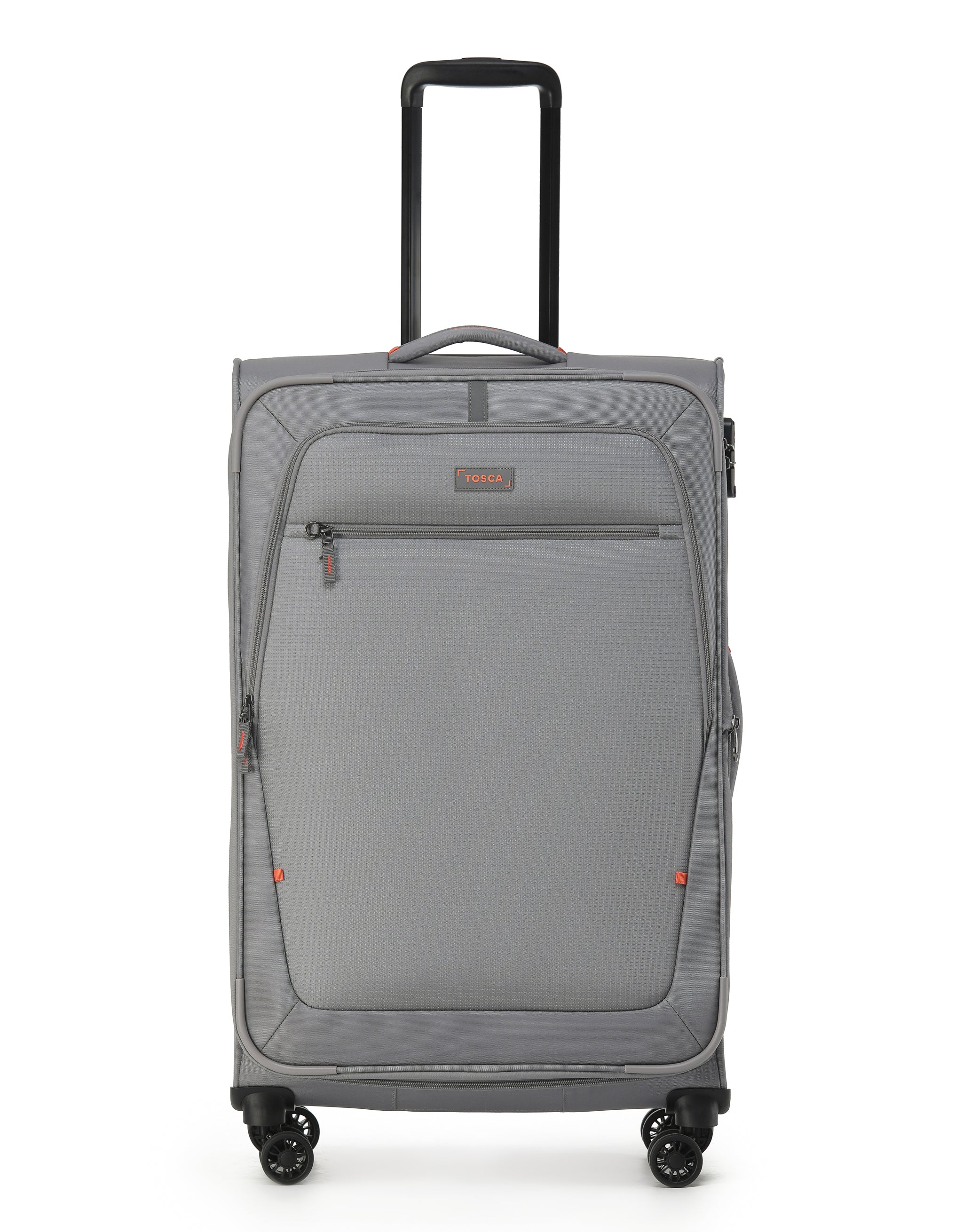Tosca Luna-Lite Collection 77cm Softside checked four wheel trolley case TCA234A-Grey/Orange