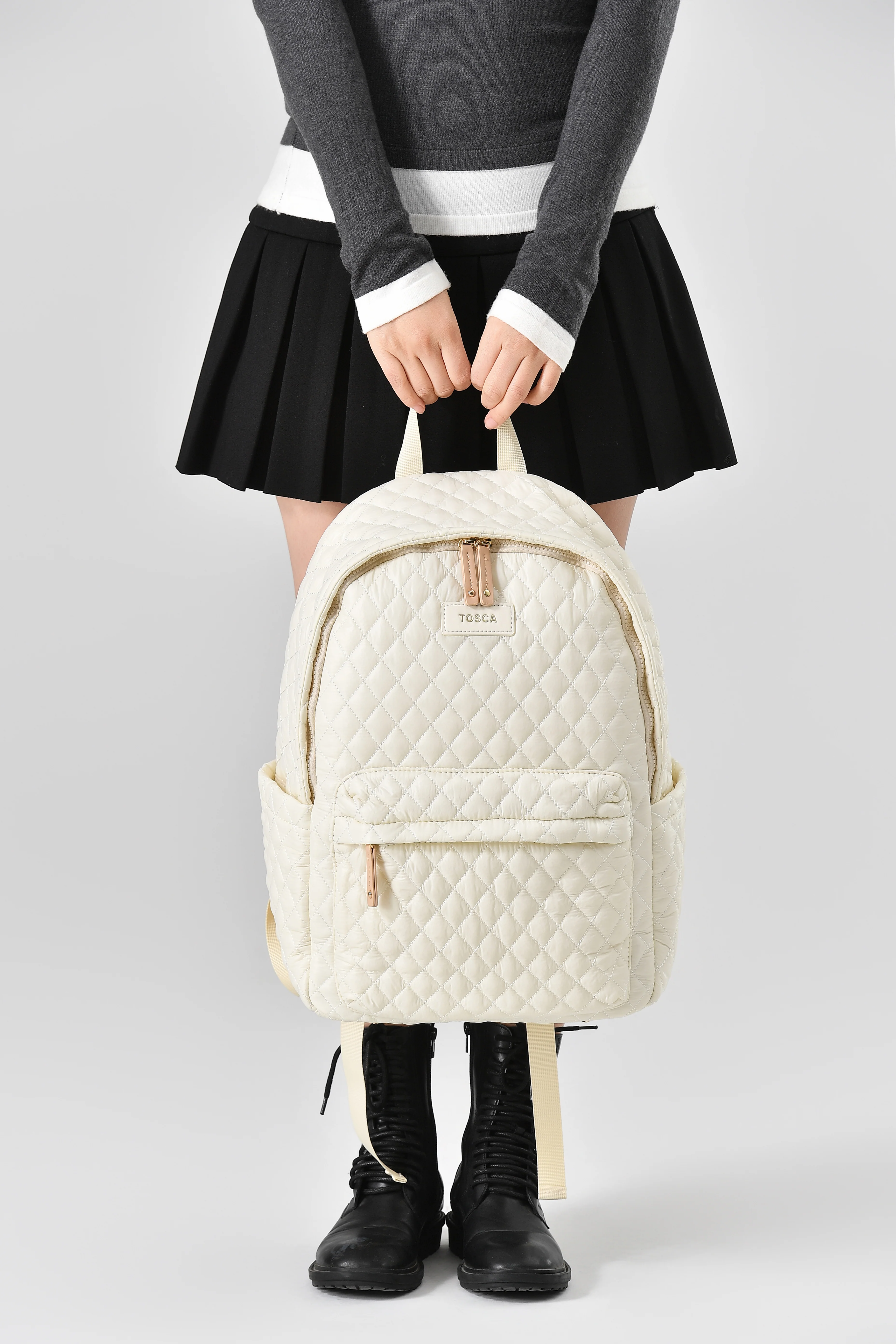 Tosca Metro Collection fashion quilted Backpack MET981-Mushroom - Image 6