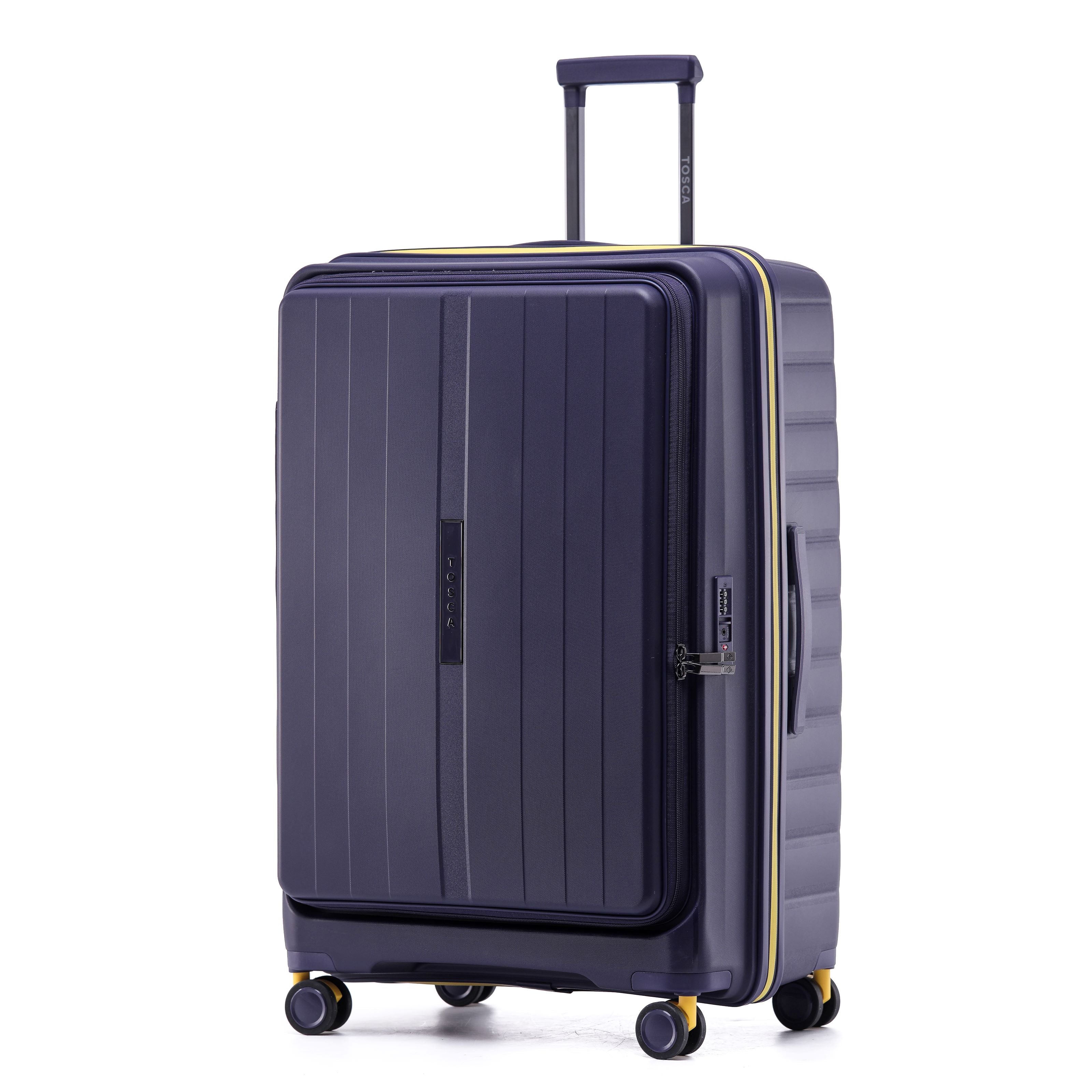 Tosca Cruiser Collection front access polypropylene 77cm trolley case TCA875A Purple-Yellow trims