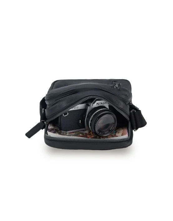 Tosca Vegan leather Cross Body Shoulder bag VG015-Black - Image 2