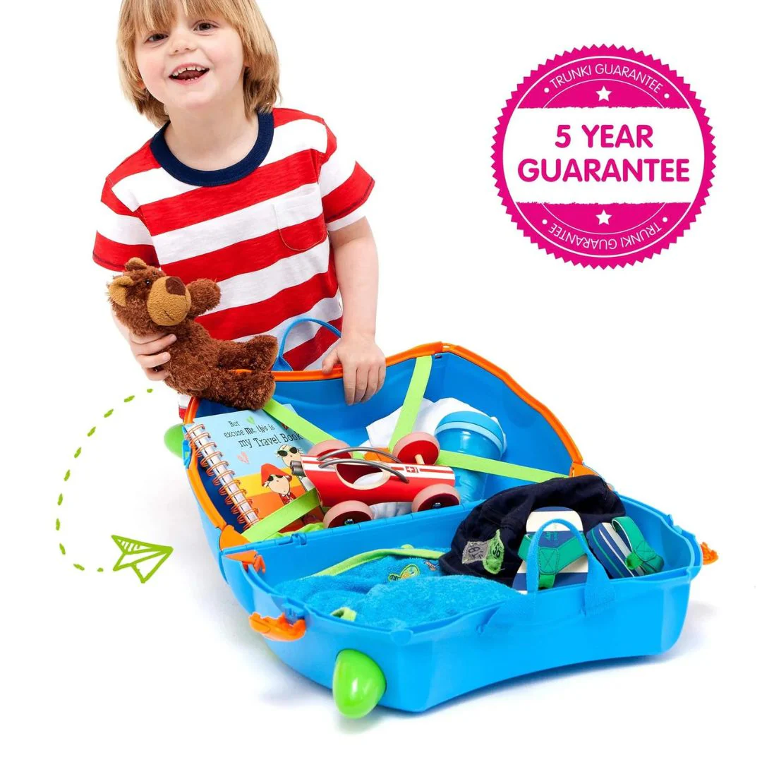 TRUNKI Kids ride-on hard side carry on suitcase T0054-GB01 Terrance Blue - Image 4